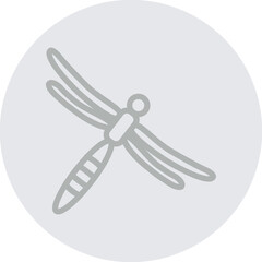 dragon fly Vector Line Grey Circle Grey