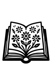 Flower Book SVG, Book SVG, Book with Flowers SVG, Reading SVG, Reading, Flowers Growing from a Book, Beautiful Book, Flowers, Flowers with a Book, Book Silhouette, Book Art Print, Book Clipart