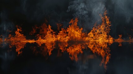 Fire flames on black background.