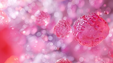 Pink spheres with a blurry background