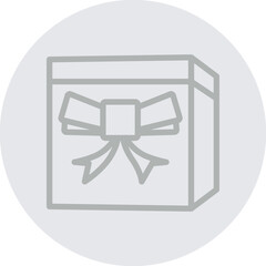 Package with a bow (for gift delivery) Vector Line Grey Circle Grey