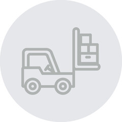 Forklift Vector Line Grey Circle Grey