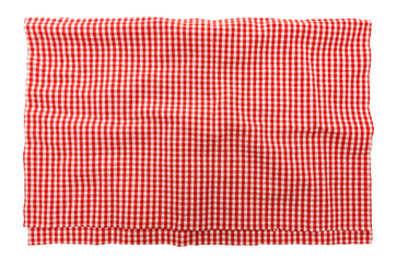 Piece of torn crumpled checkered fabric on a white background. Textile. Cellular tissue isolate