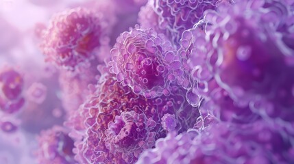 A close up of a purple cell with a pinkish hue