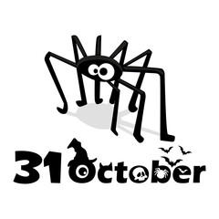 Halloween illustration with 31 October and Cute spider for your design calendar or print. Halloween T-Shirt Design