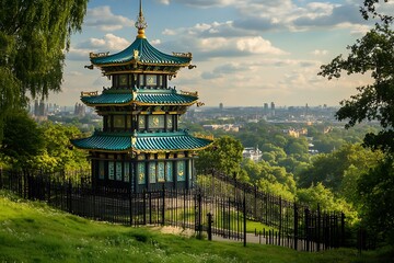Asian pagoda architecture in the park