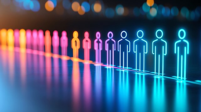 Candidate Popularity Trends A neon-lit visual of trends in candidate popularity over time.