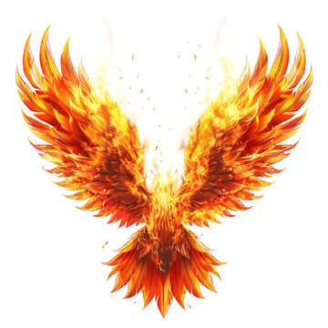 wings fire isolated on white.