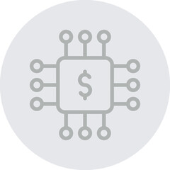 Financial Technology (FinTech) Vector Line Grey Circle Grey