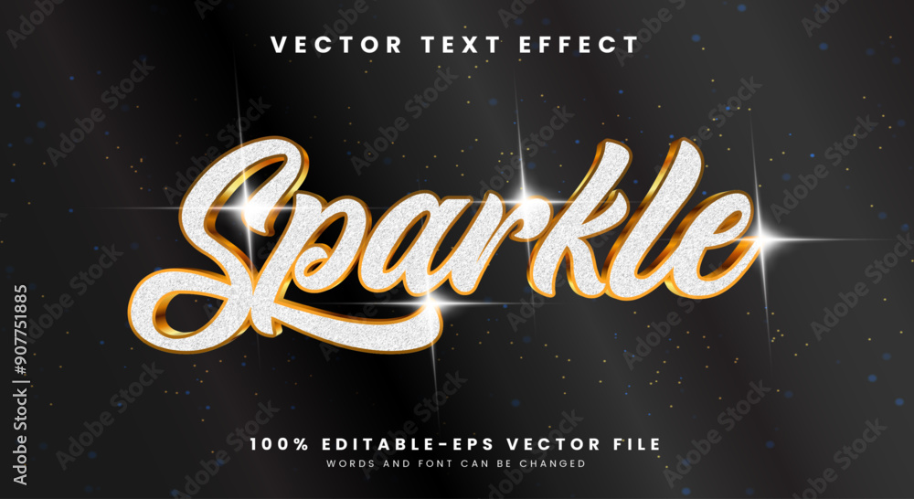 Fototapete sparkle shiny 3d editable text effect template with sparkling particle concept