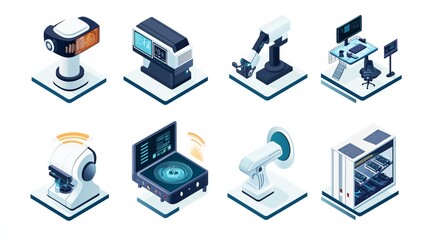 Icon Set of Smart Manufacturing Technologies Featuring AR and AI