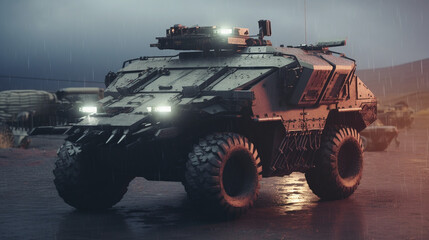 military truck on the road