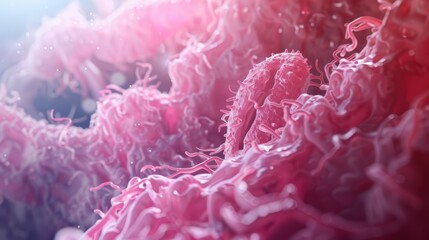 A pink and red image of a pink and red creature with a pink and red background