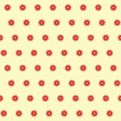 seamless summer pattern: red flowers against light yellow background