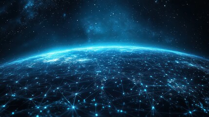 Obraz premium technology, big data, earth, blue, abstract line