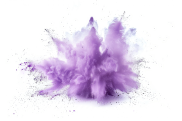 Mystical purple light explosion, symbolizing a sorcerer's power, vividly isolated on a white backdrop