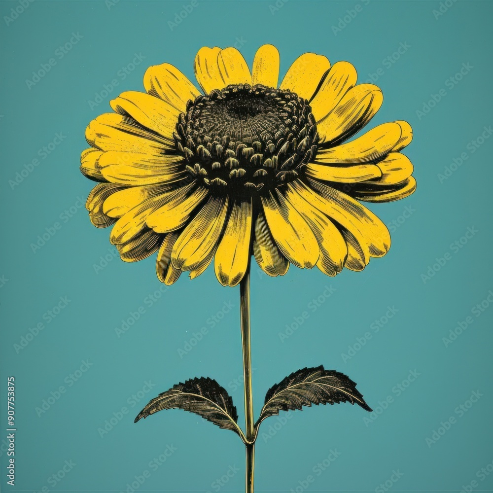 Sticker zinnia flower sunflower yellow plant.