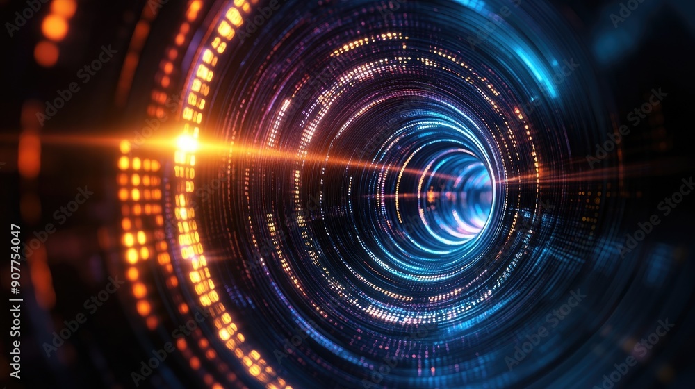 Aufkleber an abstract image showcasing a mesmerizing vortex of light and color, perfect for tech or futuristic