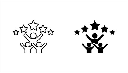 business client icon set, people group with 5 stars vector illustration on white background