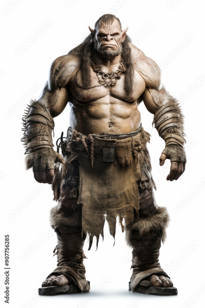 Poster warrior ogre adult white background bodybuilding.