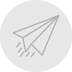Paper Plane Vector Line Grey Circle Grey