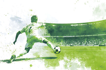Illustration of a football player with the ball
