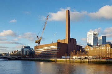Obraz premium Battersea Power Station currently undergoing renovation located on the South Bank of the River Thames and is located near the embassy of the United States.