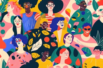 Fototapeta premium Illustrating the happiness found in inclusivity art representation togetherness.