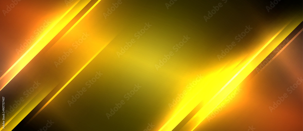 Poster neon dynamic diagonal light rays background. techno digital geometric concept design for wallpaper, 