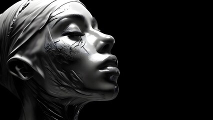 Beautiful attractive black and white woman model with Cosmetic surgery