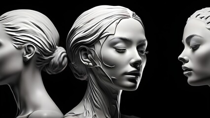 Beautiful attractive black and white woman model with Cosmetic surgery