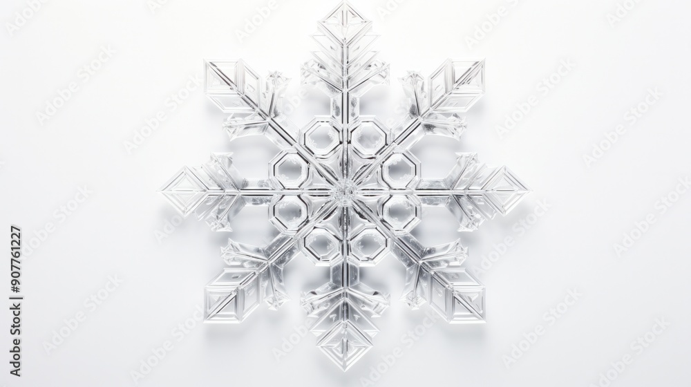 Poster a close-up photorealistic snowflake with intricate details and delicate patterns