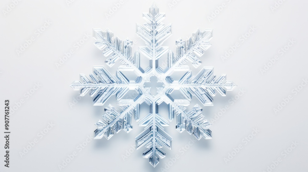 Poster a close-up photorealistic snowflake with intricate details and delicate patterns