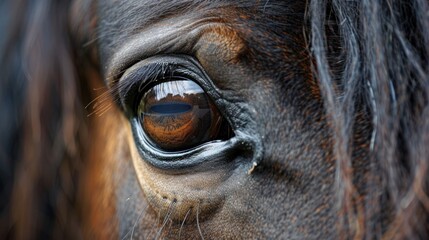 A close-up portrait of a horse's eye, capturing the gentle strength and intelligence of these noble creatures.
