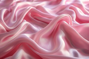 Fototapeta premium Wavy Pink Silk-like Fabric Texture