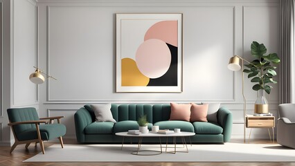 stylish living room interior with an abstract frame poster modern interior design
