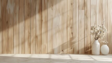 A cozy image of a Scandinavian wall with natural wood paneling