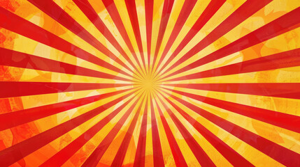 Fototapeta premium Illustration, sunburst patterns in warm oranges and reds, creative stock banner with copy space.