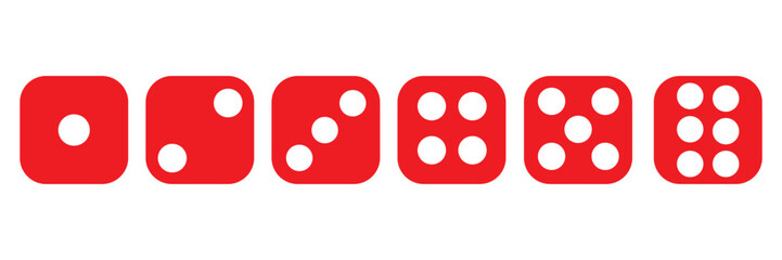 Game dice set isolated on white background. Set of dice in flat and linear design from one to six.eps10