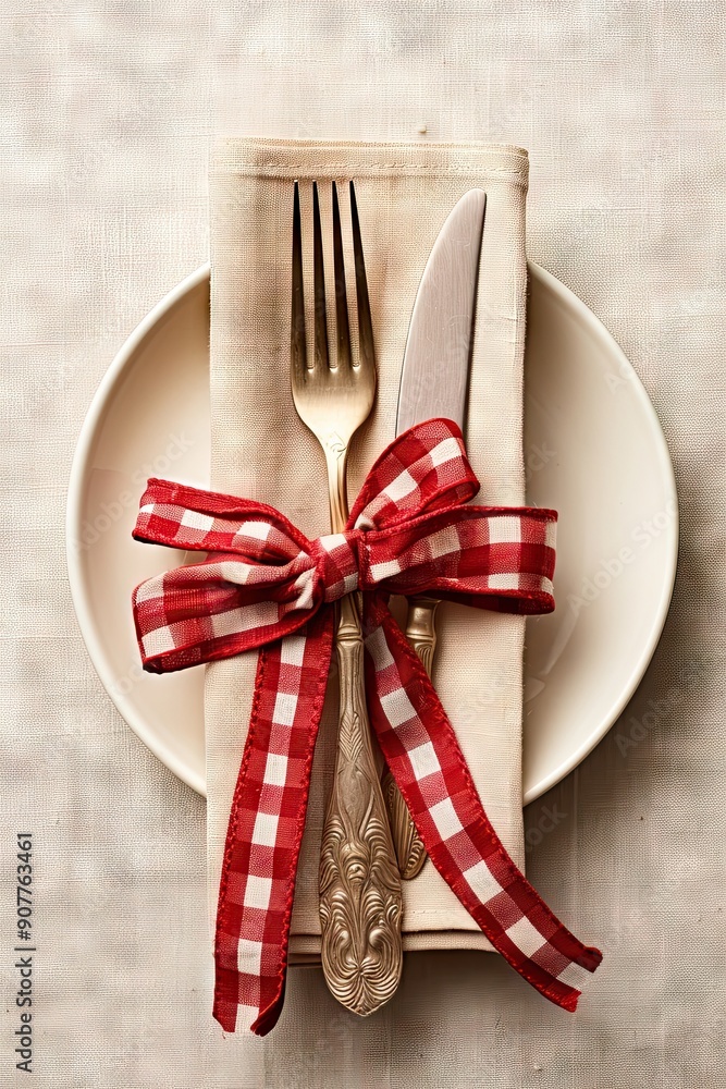 Sticker napkin fork christmas knife.