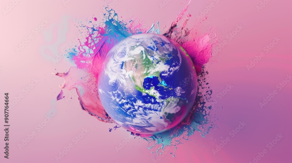 Wall mural earth in color explosion