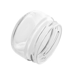 One empty glass jar isolated on white