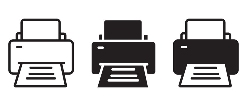 Print icon set. Print vector, silhouette set. Outline of printer vector icon set. Printer sign and symbol design for website, app, logo. Vector illustration.