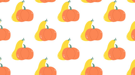 Seamless vector pattern with  pumpkins. Perfect for Thanksgiving, Halloween print.