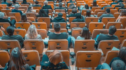 Naklejka premium Back View of Audience in a Meeting or Conference.