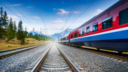 Fototapeta premium Express train in Europe on modern rail network