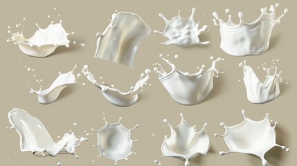 Milk or cream splash concept set, cut out