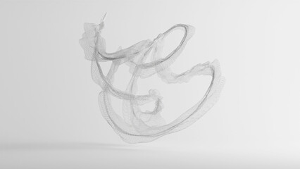 Abstract 3D wireframe sculpture on white background,3d render
