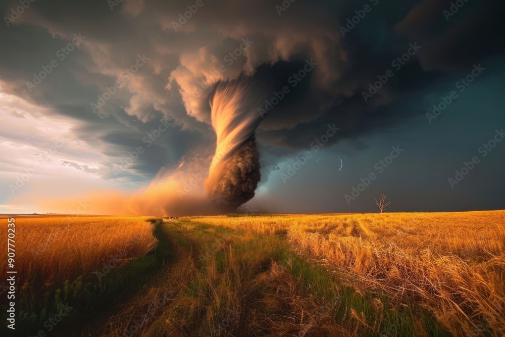 Wall mural Tornado outdoors nature storm.