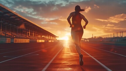 Athletic woman runner for sports motivation on black background, Runner concept.